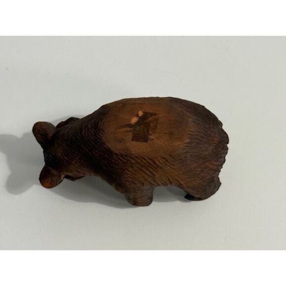 Vintage Black Forest Bear Hand Carved Wooden Ink Well with Glass Eyes - Picture 4 of 4